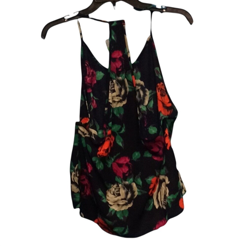 Timing Floral Racerback Camisole Top Black Red Rose‎ Print WN3073J140 Small